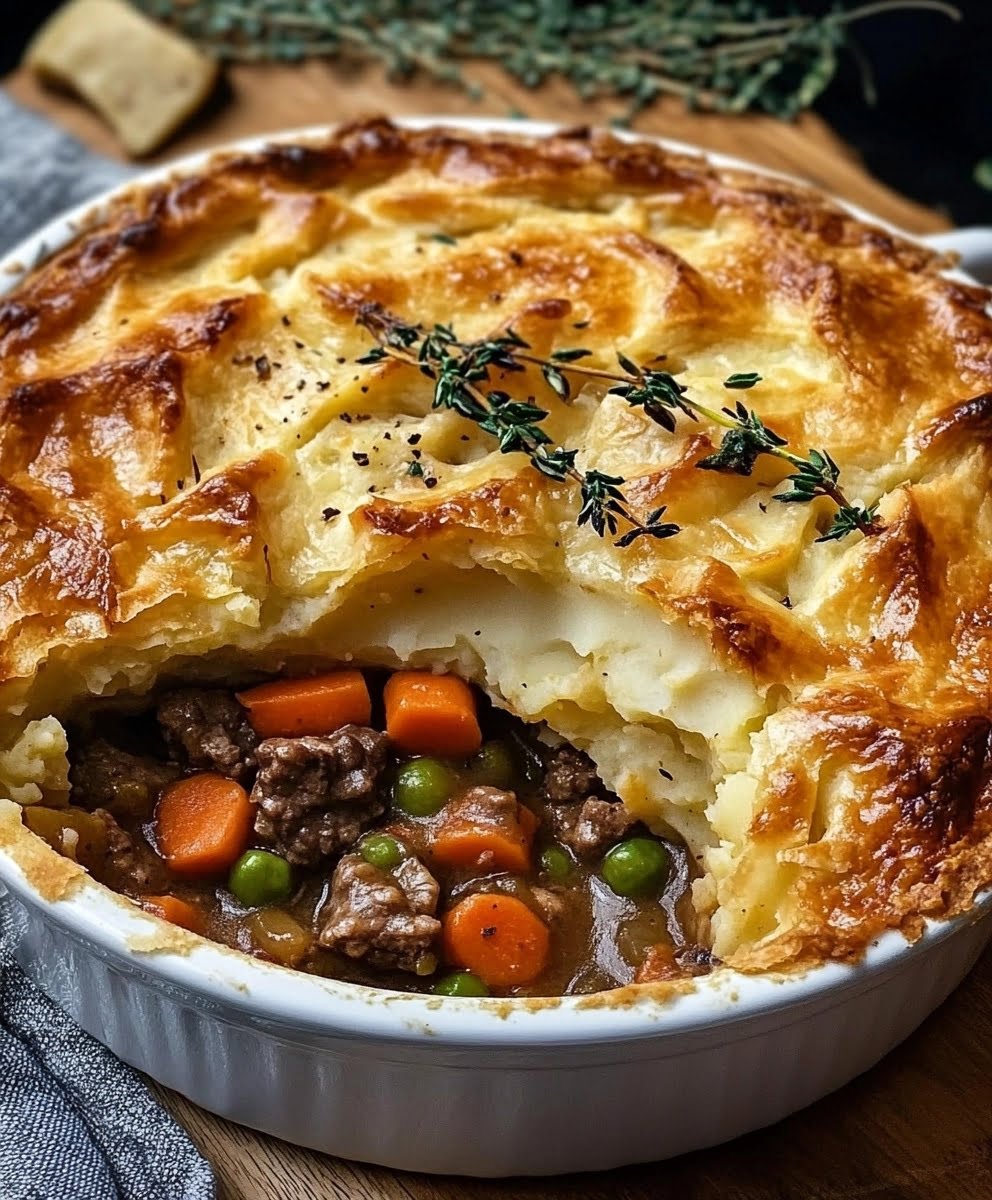 Beef and Vegetable Pot Pie with Mashed Potato Crust